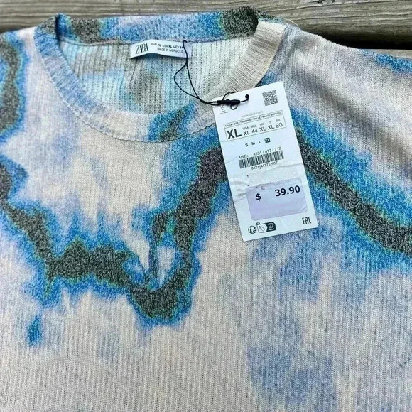 Zara Knit Tie Dye Print Tshirt - Picture 3 of 4